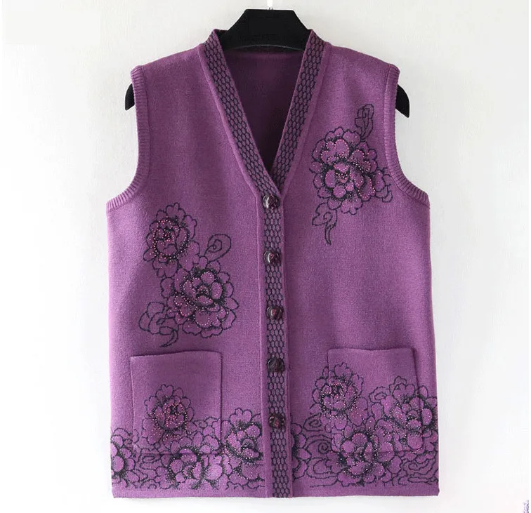 purple UHYTGF, женская зимняя куртка, свитер, жилет, осень, большой размер, женский кардиган, куртка без рукавов, женский жилет, короткий свитер, жилеты 281 - Цвет: purple
