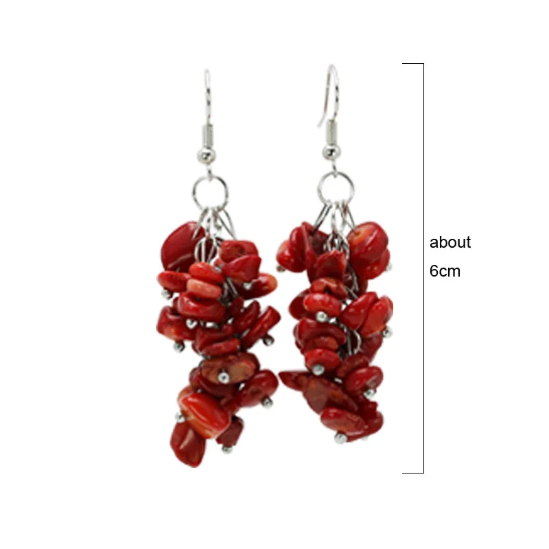 1 пара Модные Этнические женские Висячие серьги красный коралл 6 см ручная работа