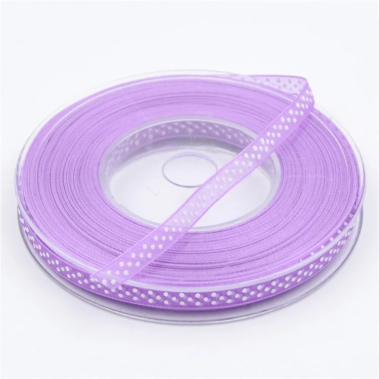 Purple 20 ярдов 6 мм Печать золотые точки лента из органзы ленты для вышивка рукоделие декорации атласные ленты ручной работы DIY лук аксессуары - Цвет: Purple