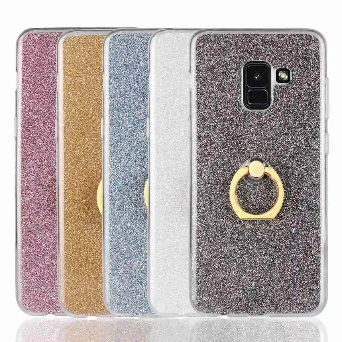 Блеск стенд для колец на палец samsung A5 A8 2018 чехол Galaxy Крышка силиконовая Чехол