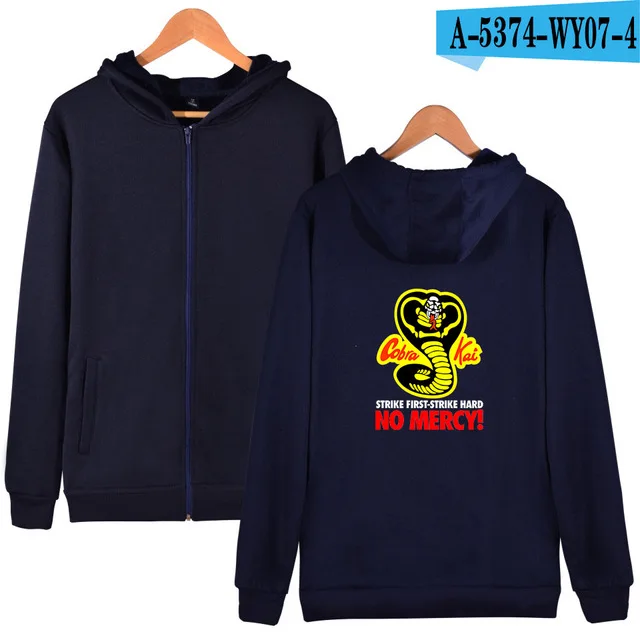 LL navy blue Г. Лидер продаж, модная детская толстовка на молнии с капюшоном для каратэ, мужские толстовки с капюшоном с героями мультфильма «Майкл ларусо Кобра Кай», Толстовка Куртка размера плюс XS-4XL - Цвет: LL navy blue