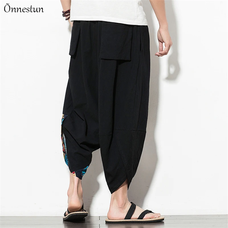 

Onnestun Harem pants Men New Hip Hop Aladdin Hmong Baggy Pants Men Women Plus Size Wide Leg Trousers Casual Japanese print Pants