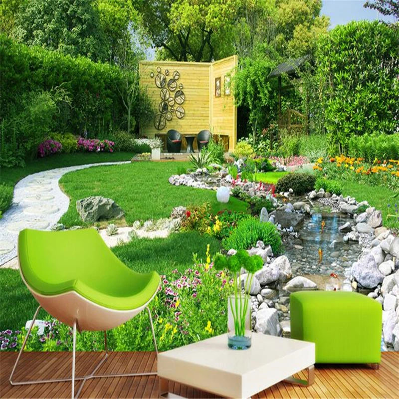beibehang 3d custom photo wallpaper wall murals stickers Garden river landscape background painting | Обустройство дома