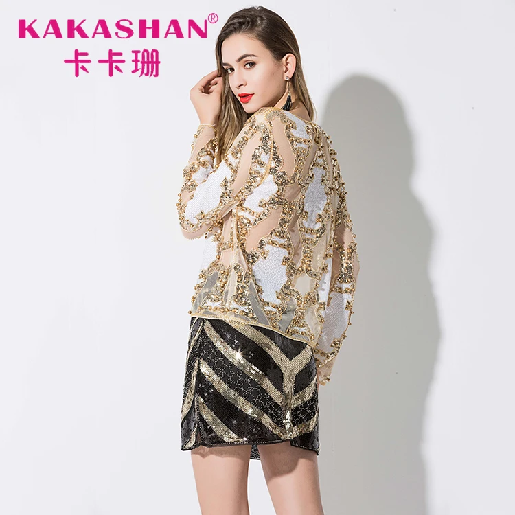 2020 Сексуальная кружевная сетчатая рубашка с длинными рукавами топ круглым