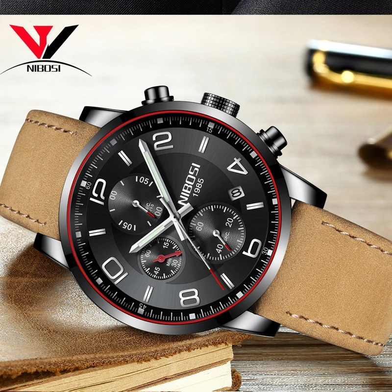 Кварцевые наручные часы, NIBOSI, модные часы Montres Hommes, роскошные часы для мужчин, водонепроницаемые и светящиеся стрелки, мужские часы Saat