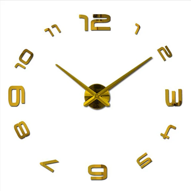 Hot Digital Fashion Style Wall Watches Rushed MirrorLarge Clock Modern Design Sticker Quartz Clocks Aedhesive | Дом и сад