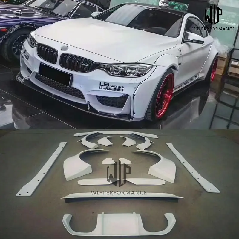 F82 M4 FRP Неокрашенный широкий корпус для BMW 4 серии LB стиль кузов автомобиля 2014