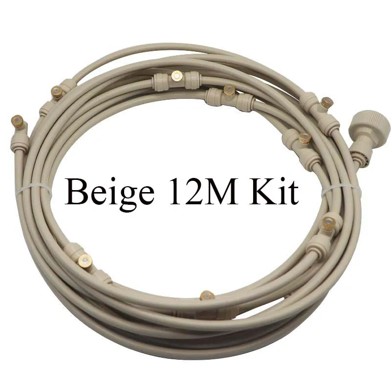 12M Beige Kit Патио запотевание Охлаждающая вода туман распылитель системы для теплицы садовые цветы и растения водокольный орошение распылитель - Цвет: 12M Beige Kit