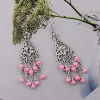 2020 fashion jewelry wholesale vintage tibetan multicolor tassel long section round beads women dangle earring pendant