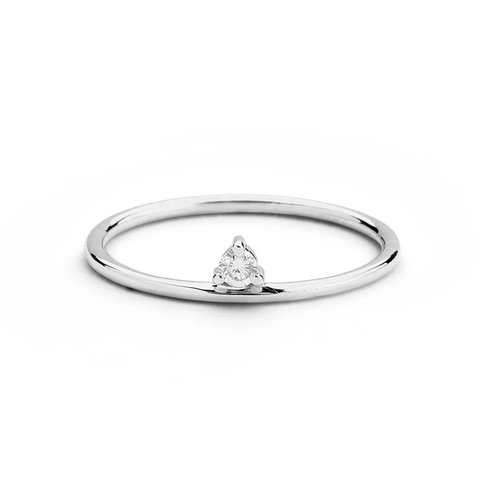 

LASAMERO Round Cut 0.06CT Triangle Shape Natural Diamond 14k Yellow Gold Solitaire 3 Prong Engagement Promise Wedding Ring 1pc