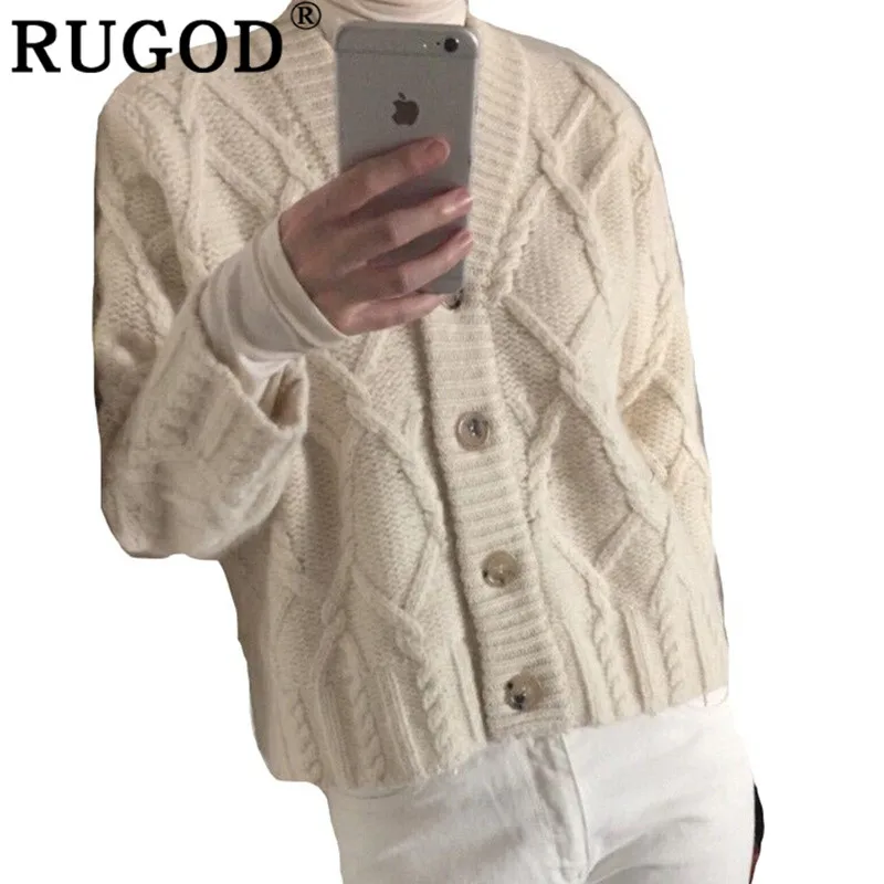 Женский винтажный кардиган RUGOD однотонный свободный свитер с круглым вырезом