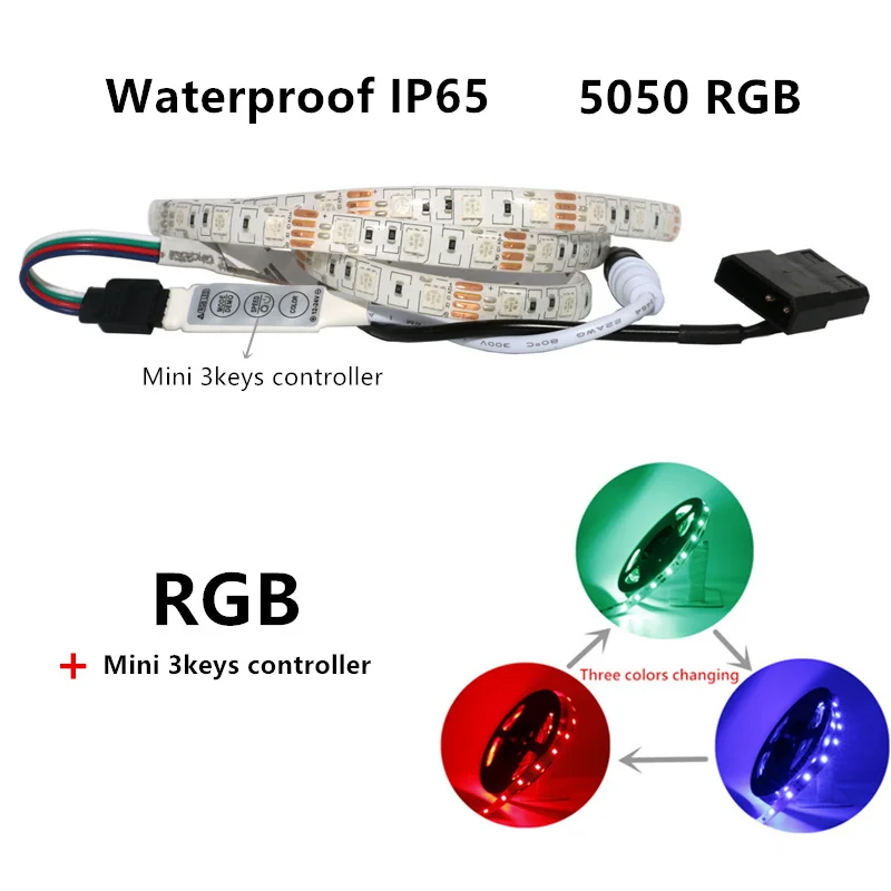 5050 SMD RGB Светодиодная лента постоянного тока 12 В Водонепроницаемая светодиодная