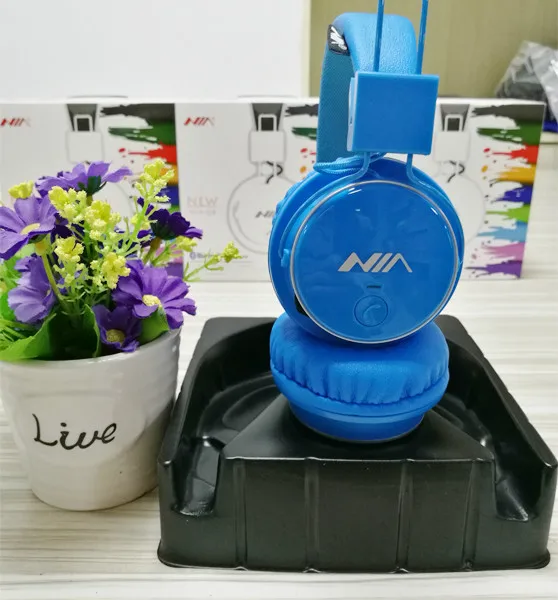 Оригинальные стерео Bluetooth наушники NIA Q8, складные спортивные стерео наушники, Поддержка приложения с микрофоном, поддержка TF карты, fm-радио - Цвет: Baby blue