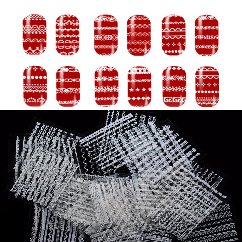30 листов кружева шаблон 3d наклейки для ногтей Обертывания Adesivo De Unha