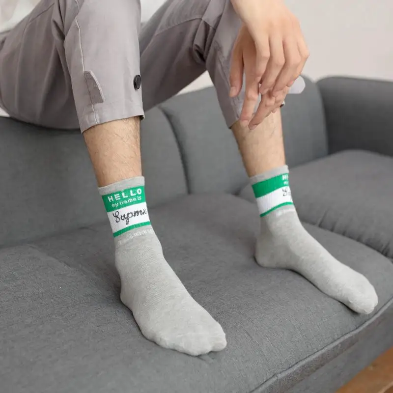 New Harajuku color hello name letters cotton socks wem casual Novelty high quality brand trend design Funny sokken dress | Мужская
