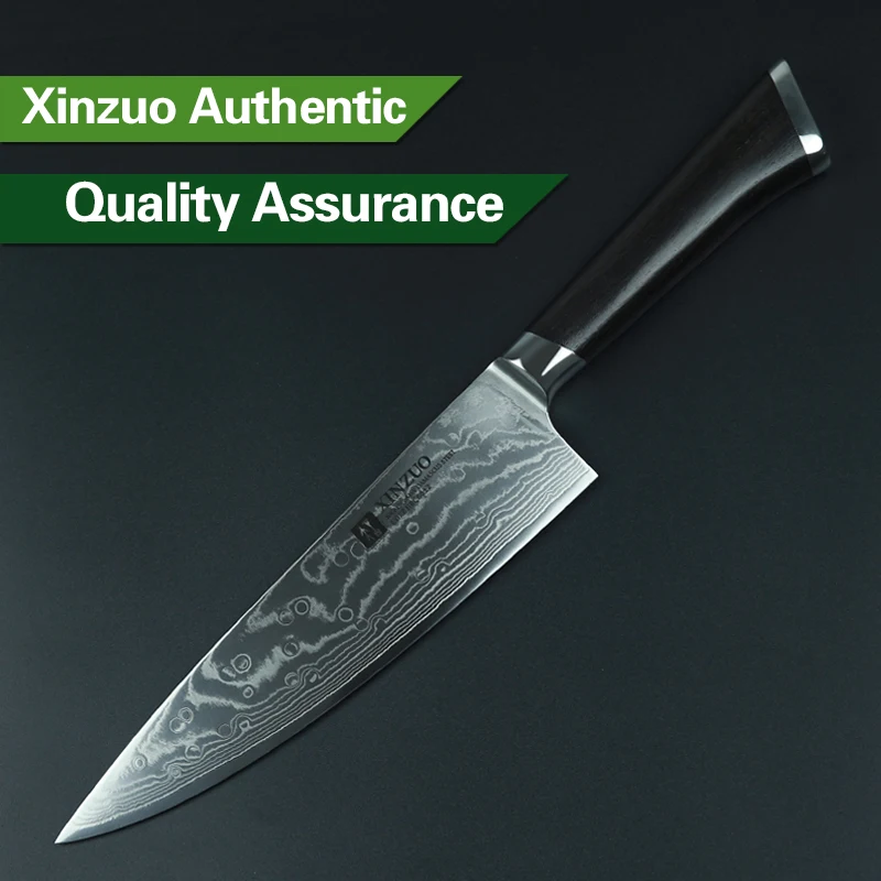 XINZUO 8 ''поварской нож 73 слоя японский дамасский кухонный нож из нержавеющей стали инструмент гьюто ножи черное дерево РУЧКА