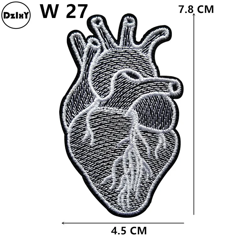 1-PCS-W-27 1 шт. нашивки с вышивкой в виде сердца для одежды, сделай сам, нашивки в полоску, наклейки для одежды, креативные значки, байкерские нашивки@ W - Цвет: 1-PCS-W-27