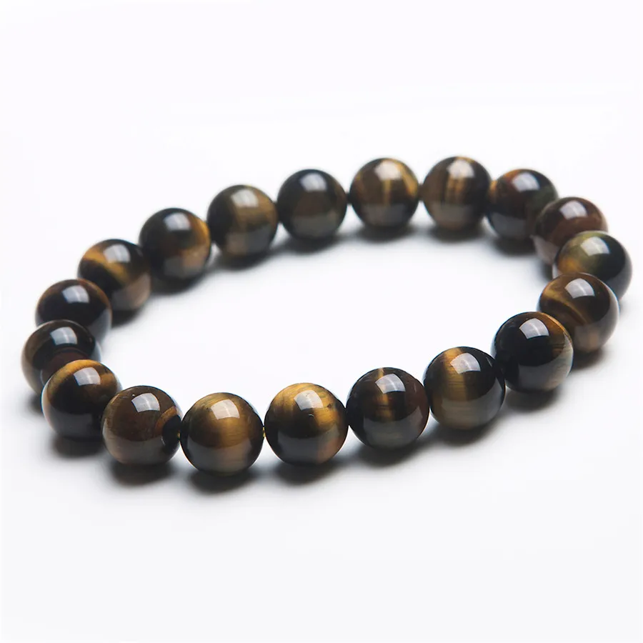 

New Arrival Just One 10mm Round Beads Fashion Jewelry Genuine Yellow Black Tiger's Eye Gems Women And Mens Stretch Bracelet