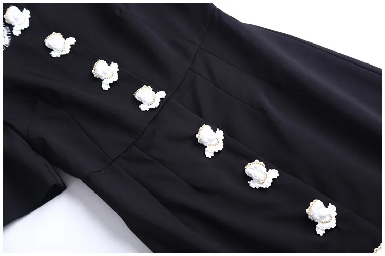 Кукла воротник с коротким рукавом Уличная Button Trimmed Цвет блок полиэстер