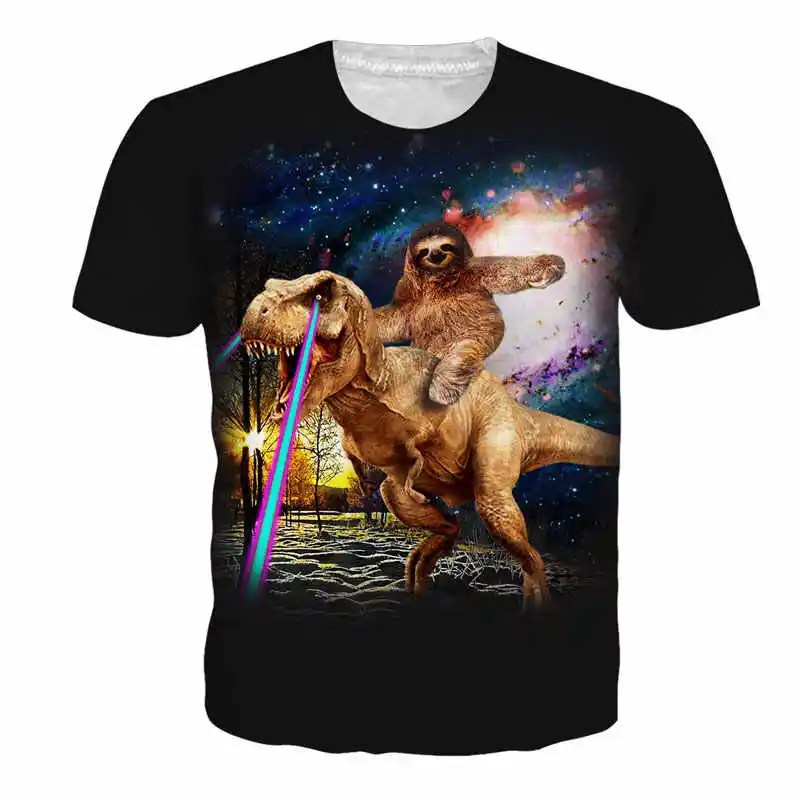 3D футболка с динозавром ленивым лазерная кошка пиво Camisa Masculina одежда животным