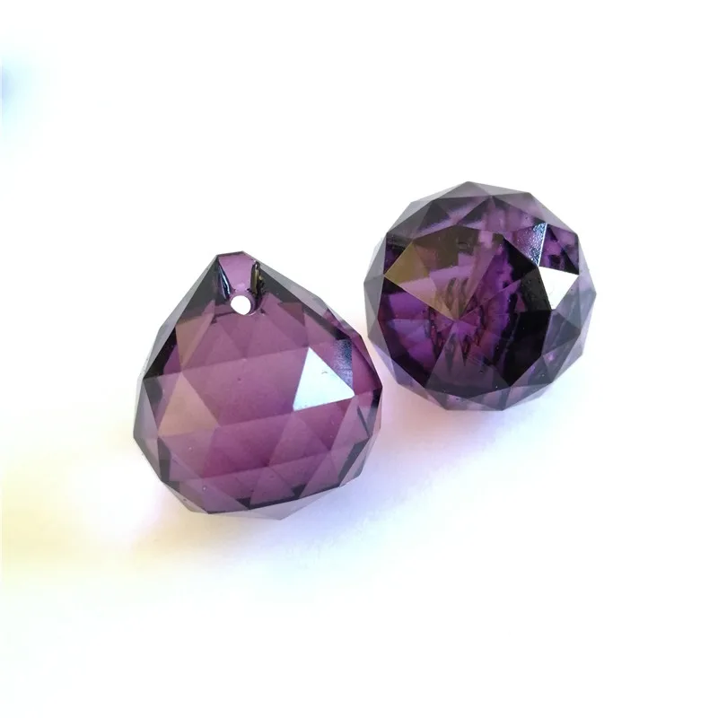 

30pcs/Lot 20mm Violet Chandelier Crystal Faceted Ball Prism Suncatcher Feng Shui Free Rings Free Shipping