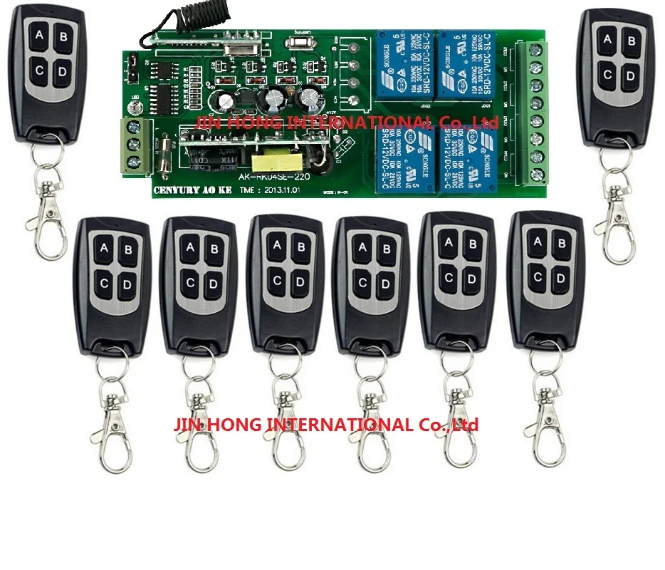 

85v~260V 110V~ 220V 4CH RF Wireless Remote Control Relay Switch Security System Garage Doors Gate Electric Doors 9pcs/lot