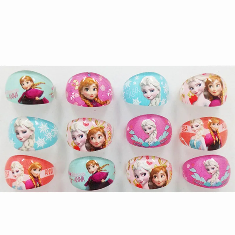 ring-12pcs Дисней Холодное сердце Анна и Эльза Принцесса День Рождения украшения Дети одноразовые посуда День Рождения украшения принадлежности - Цвет: ring-12pcs