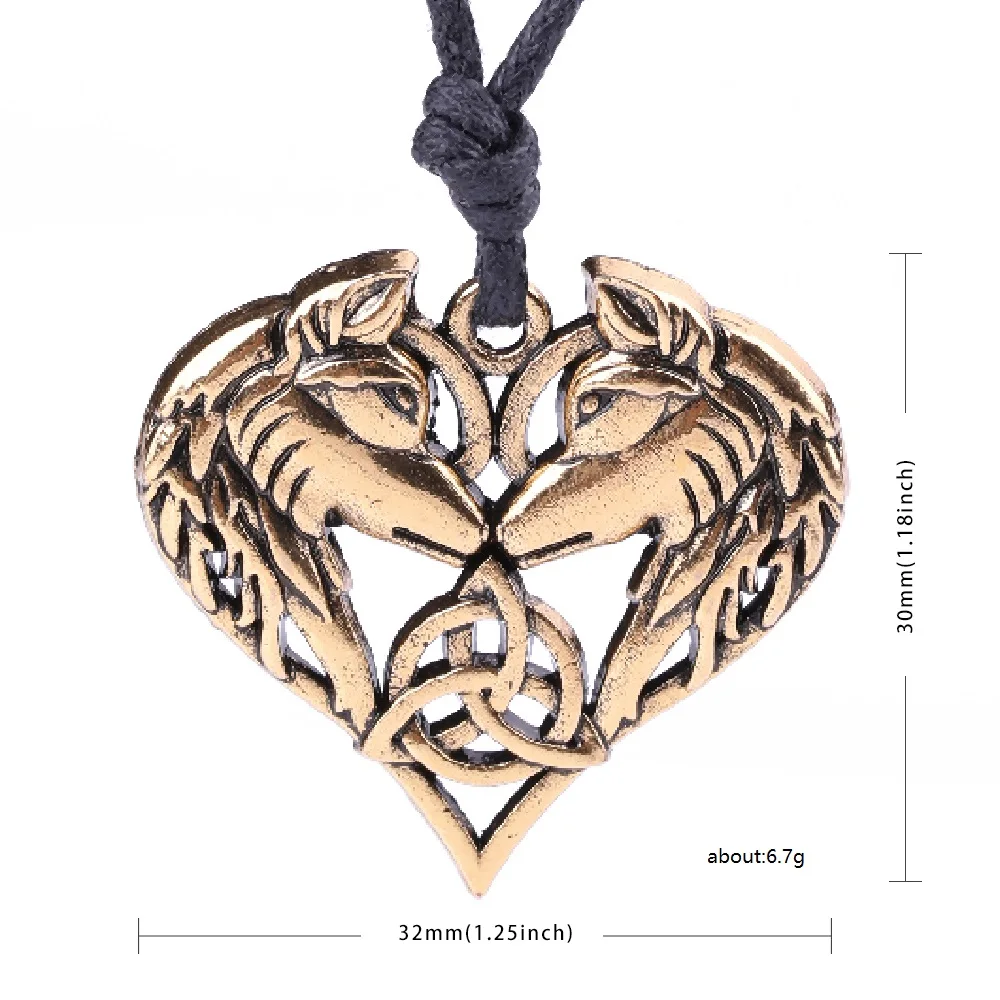 Fishhook Двойной Волчья Голова сердце животное Ирландский Узел викинга Винтаж