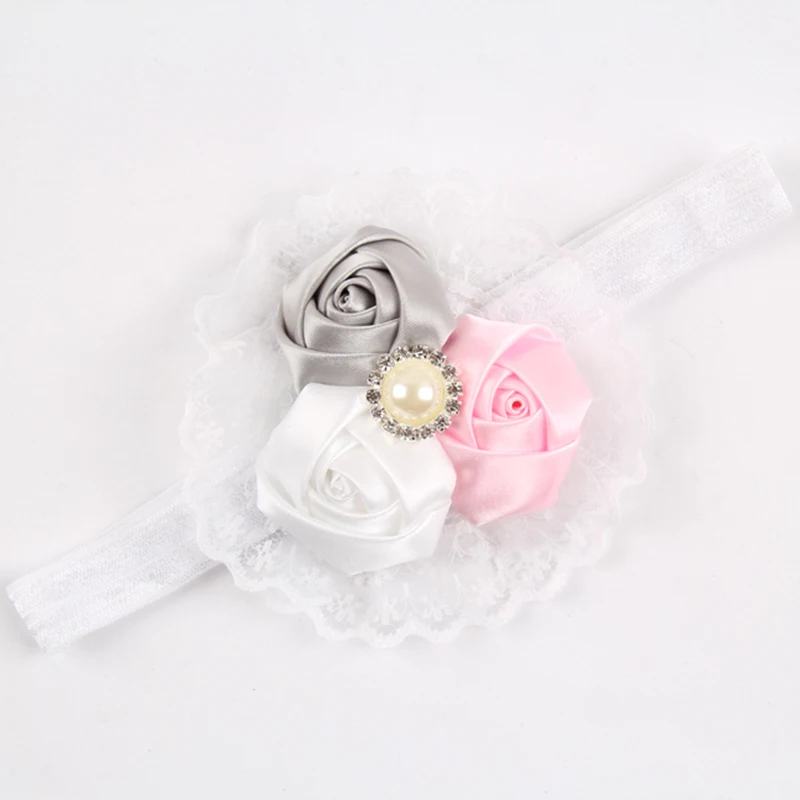 TWDVS Newborn Flower Headwear Kids Headband Pink Lace Hair Bands Girl Felt Scarf Accessories w-033 |