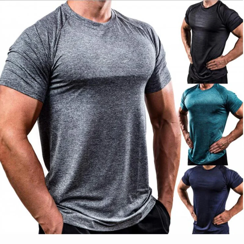 

New 8-color fitness clothing men's quick-drying breathable sports running training high-elastic tights t-shirt sports coach suit