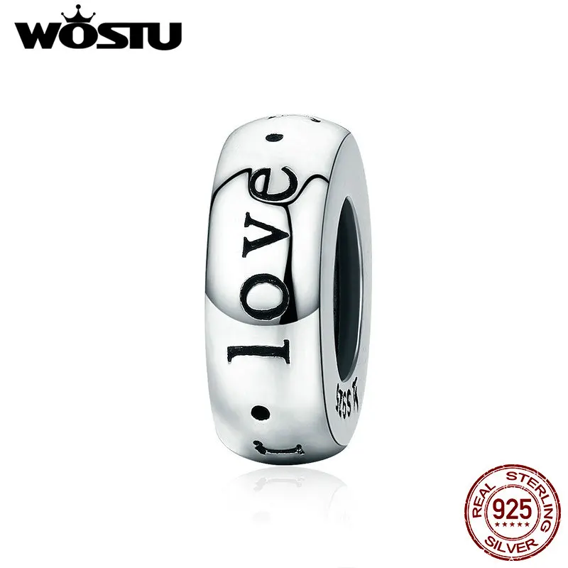 WOSTU подлинный 100% 925 пробы Серебряный Forever Love Spacer Stopper Beads fit Wostu оригинальный