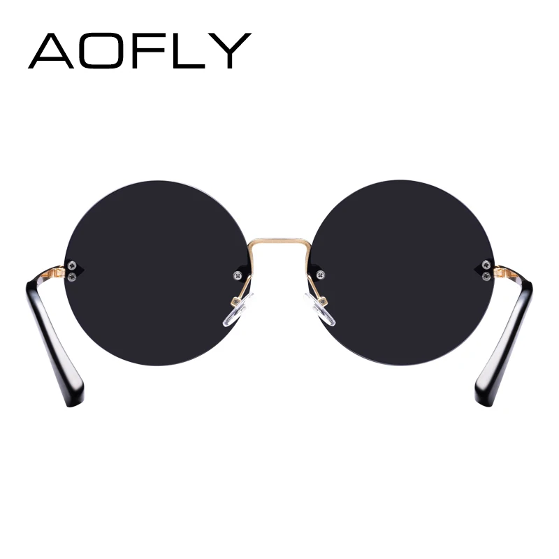 Женские солнцезащитные очки без оправы AOFLY черные с зеркальными линзами UV400 |