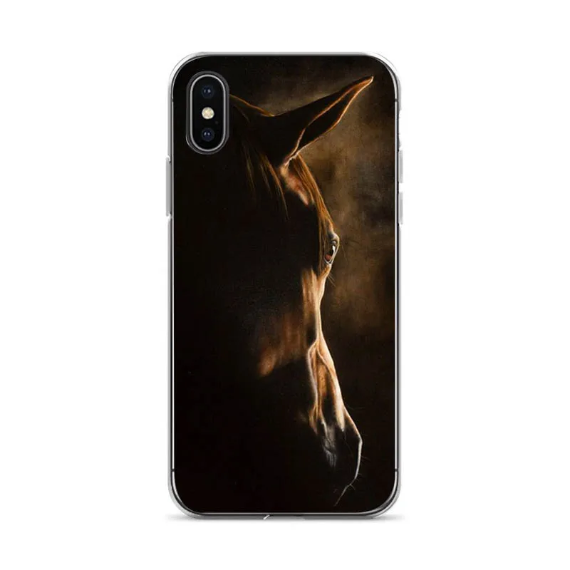 Мягкий чехол Aiboduo с акварельными лошадьми бегущими для iPhone 8 8plus 7 7plus 6s plus 5 5S SE XSMax X