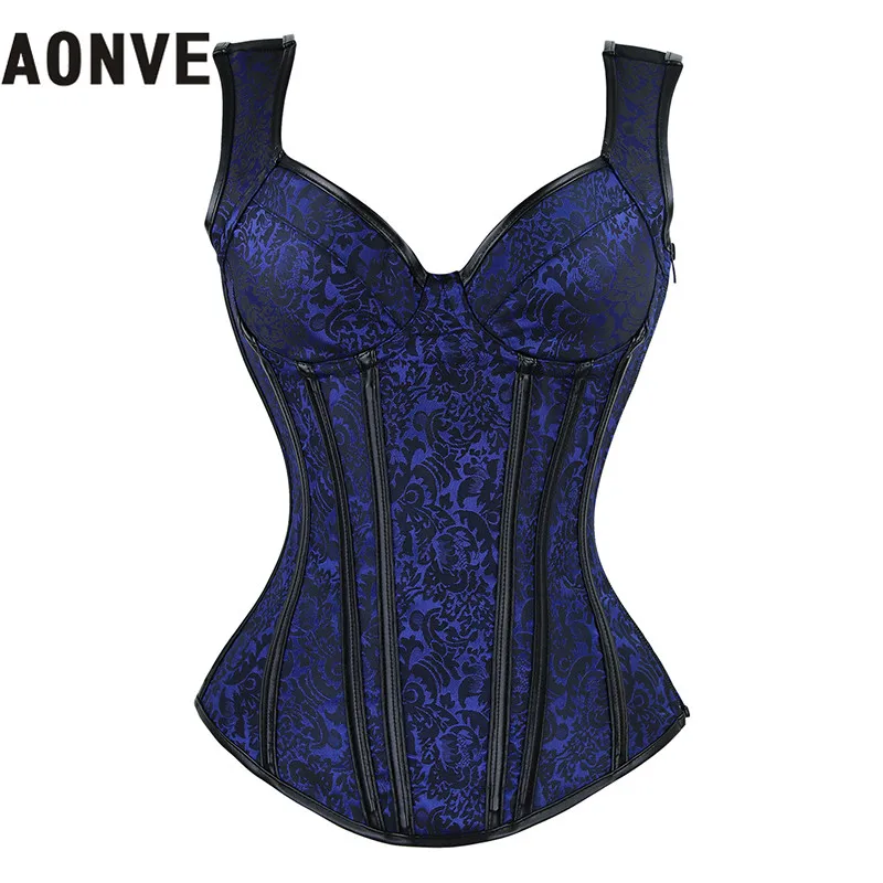

AONVE Women Steampunk Corsets Sexy Lace Up Push Up Bustiers Corselet Gothic Clothing Zipper Gorset Slimer Waist Trainer For Club