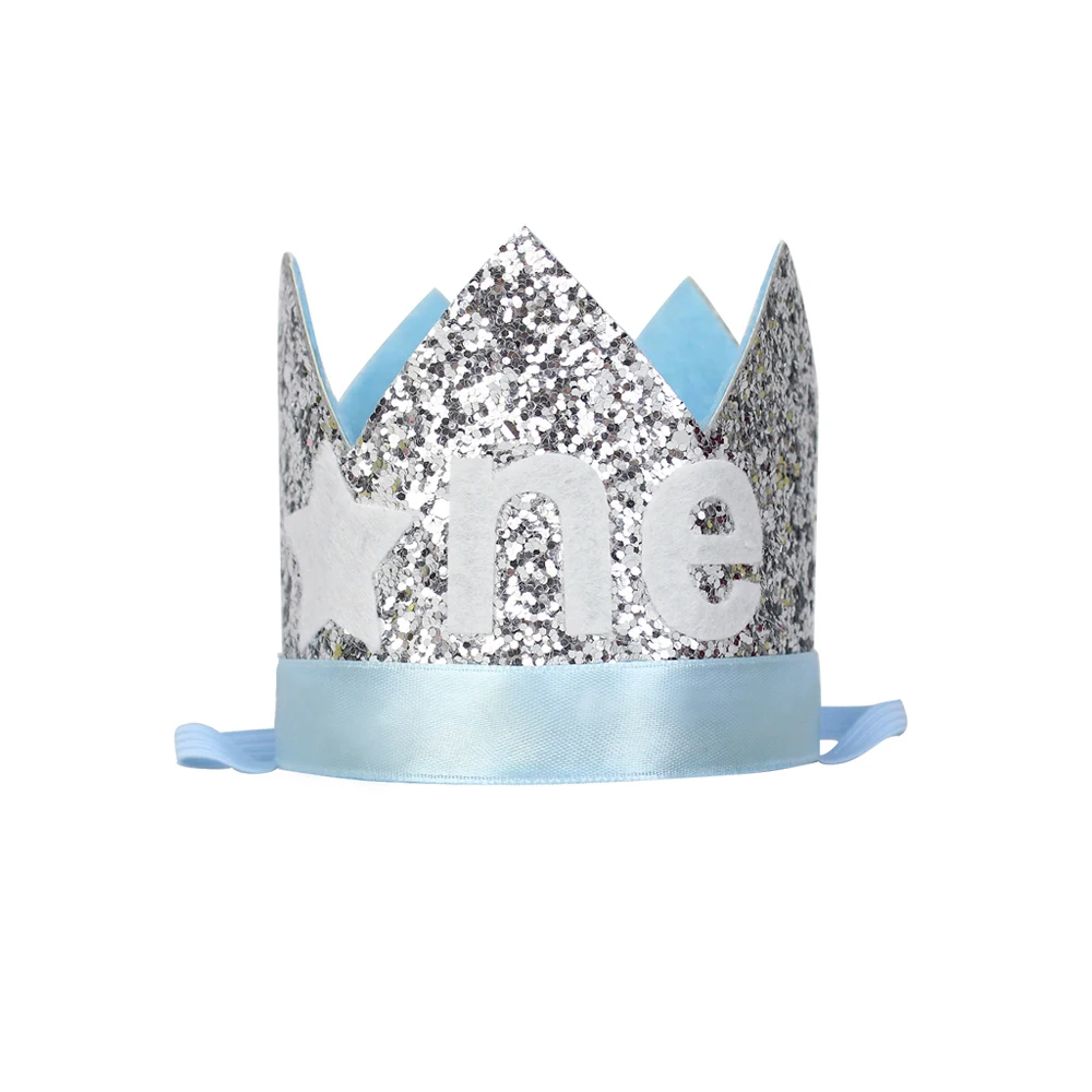 Мерцающая Маленькая Корона со звездами на один год детская шапка для первого дня - Фото №1