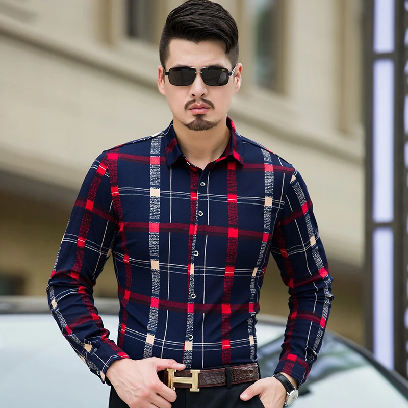 

High Quality Men Casual Shirts 2019 New Fashion Plaid Design Male Clothes 7XL Big Men Long Sleeve Shirts M-4XL 5XL 6XL #9718