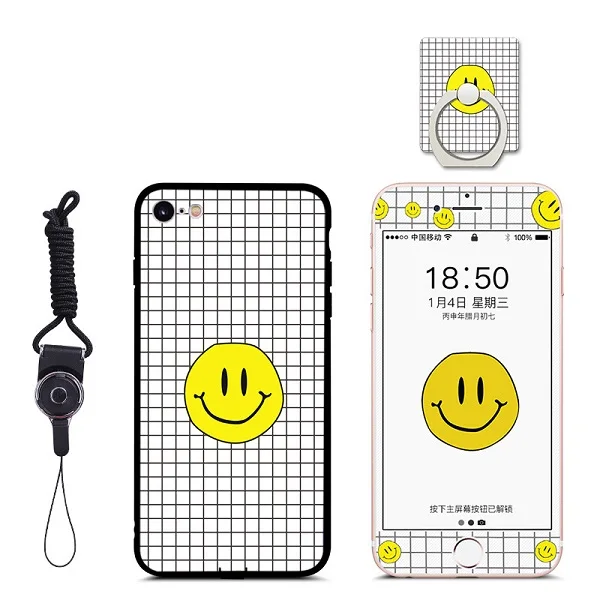 Lattice Защитное закаленное стекло с цветным принтом+ чехол для iphone X, 8, 6, 7, 5 s, se, 6s plus, XS max, XR, Защитное стекло для экрана на iphone - Цвет: Lattice