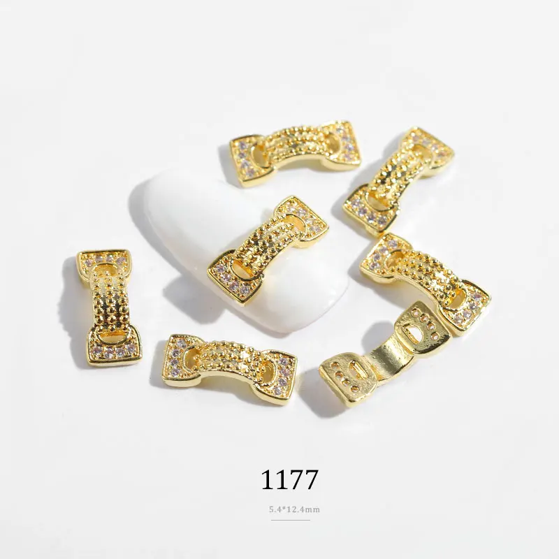 1177 1 шт, наклейки для ногтей из металлического сплава, ювелирные украшения, Алмазные цветы в форме дерева, яркие циркониевые золотые гальванические Стразы для ногтей, MZ091 - Цвет: 1177