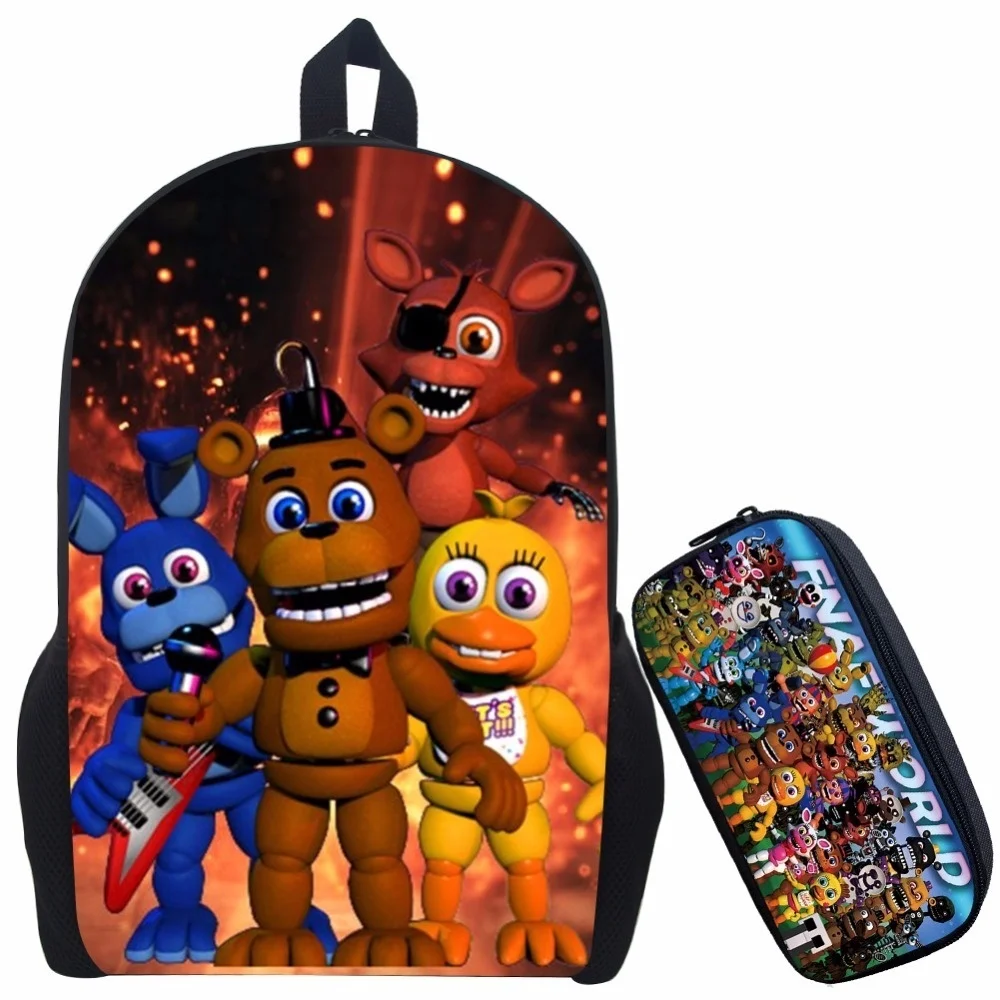 Синий Рюкзак Five Nights At Freddy Детский рюкзак для мальчиков и девочек рюкзак с рисунком аниме Five Nights At Freddy - Цвет: Синий