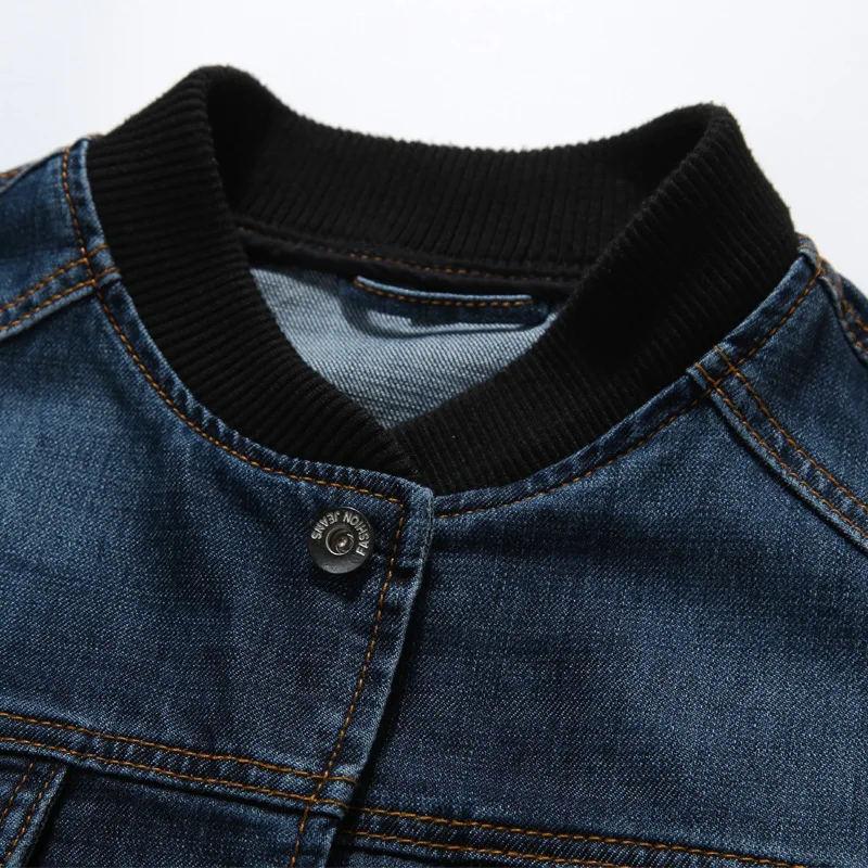 Мужская джинсовая куртка бомбер Повседневная бейсбольная для весны и