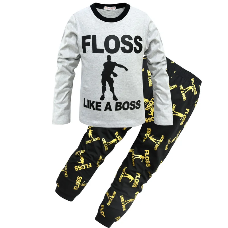 

Kids Floss Like a Boss All Over Gaming Black Gold Cotton Long Pyjamas Youth Boys pajamas Children clothing set Boy pijamas PJS
