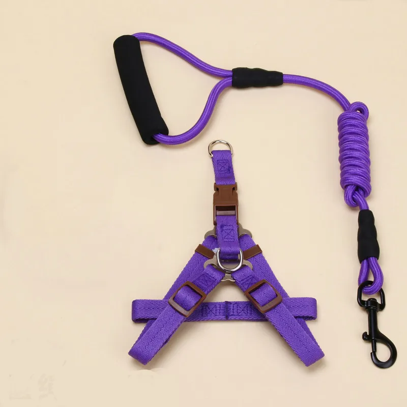 purple-2set Портативный регулируемый поводок для собаки ожерелье с галстуком ошейник для собак ремень безопасности для щенка ремни для кошек аксессуары для питомцев - Цвет: purple-2set