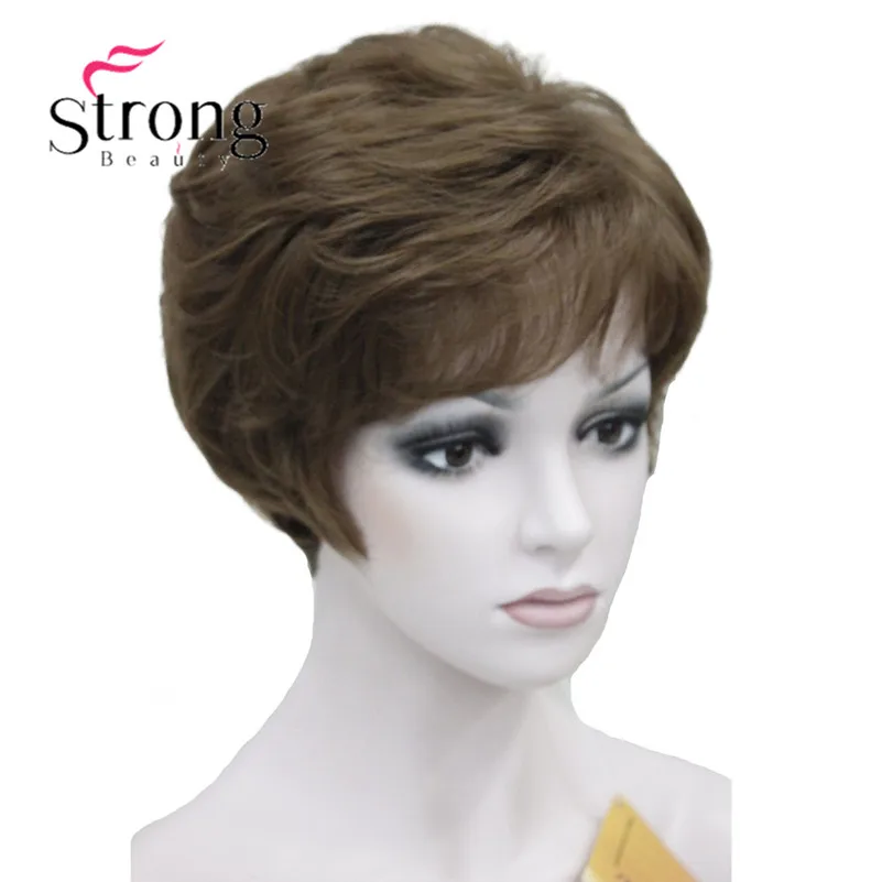 StrongBeauty женский короткий синтетический парик из натуральных волос, светильник, парик из коричневых волос