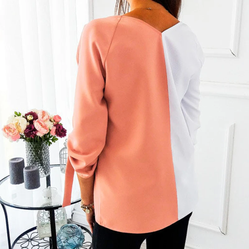 Пикантные V образным вырезом Blusas Femininas Женская блузка однотонная шифоновая блуза