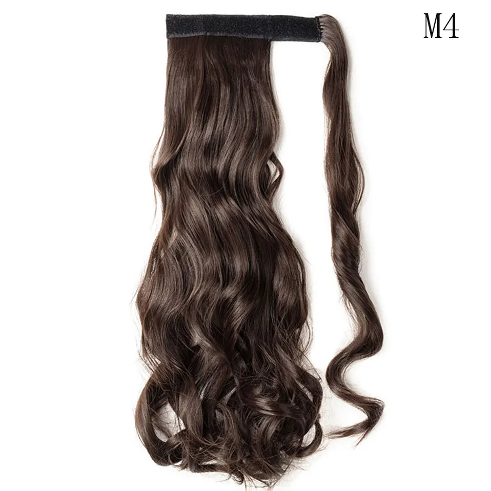 medium brown SNOILITE 43 см длинные волнистые настоящие шиньон конский хвост из натуральных волос клип в хвосте пони наращивание волос обернуть вокруг на синтетические волосы кусок - Цвет: medium brown