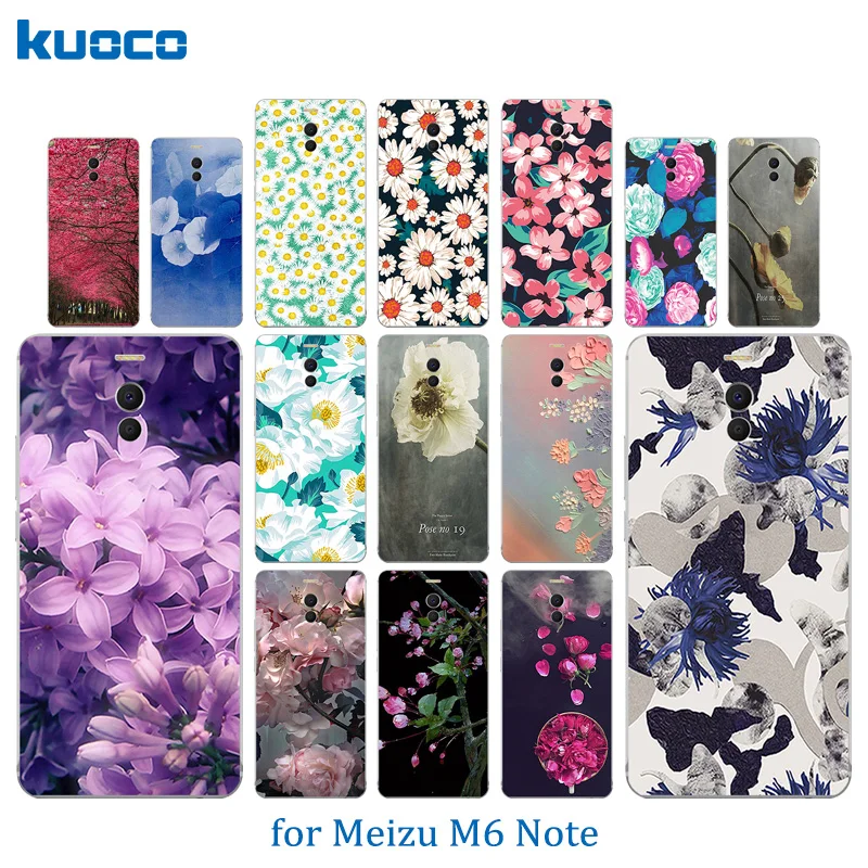 Phone Cases For Meizu M6 Note Luxury Blossom Pattern Silicone Meilan Cover for Note/Blue Charm 6 Shell |