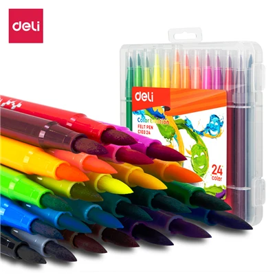 Deli мягкая фломастер для рисования 1,0-8,0 мм Яркий 12 цветов 24 цвета EC10304 EC10324 - Цвет: EC10324-24COLOR