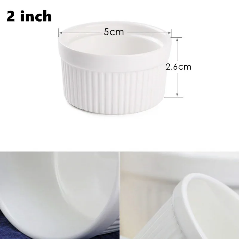 2 inch 5x2.6cm Porcelaine Ramekins, керамическая чашка для суфле, форма для пудинга, форма для выпечки маффинов, 6 шт. в упаковке - Цвет: 2 inch 5x2.6cm