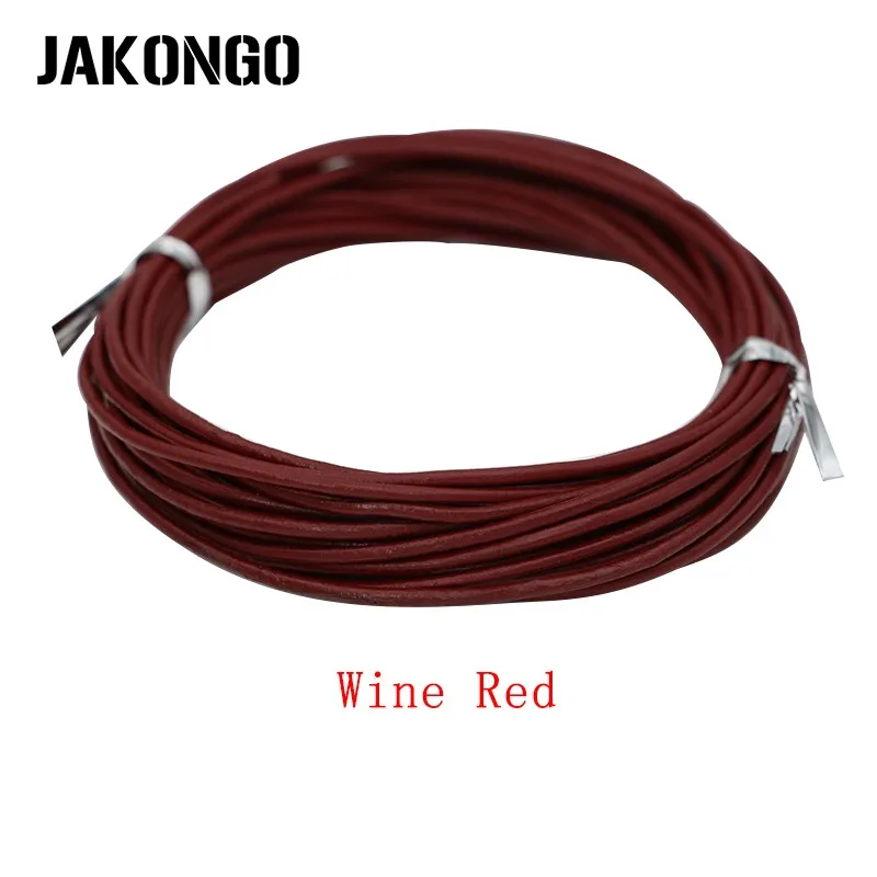 JAKONGO 1,5 мм 5 м натуральная кожа шнуры круглая веревка нить для DIY ожерелье браслет Изготовление ювелирных изделий