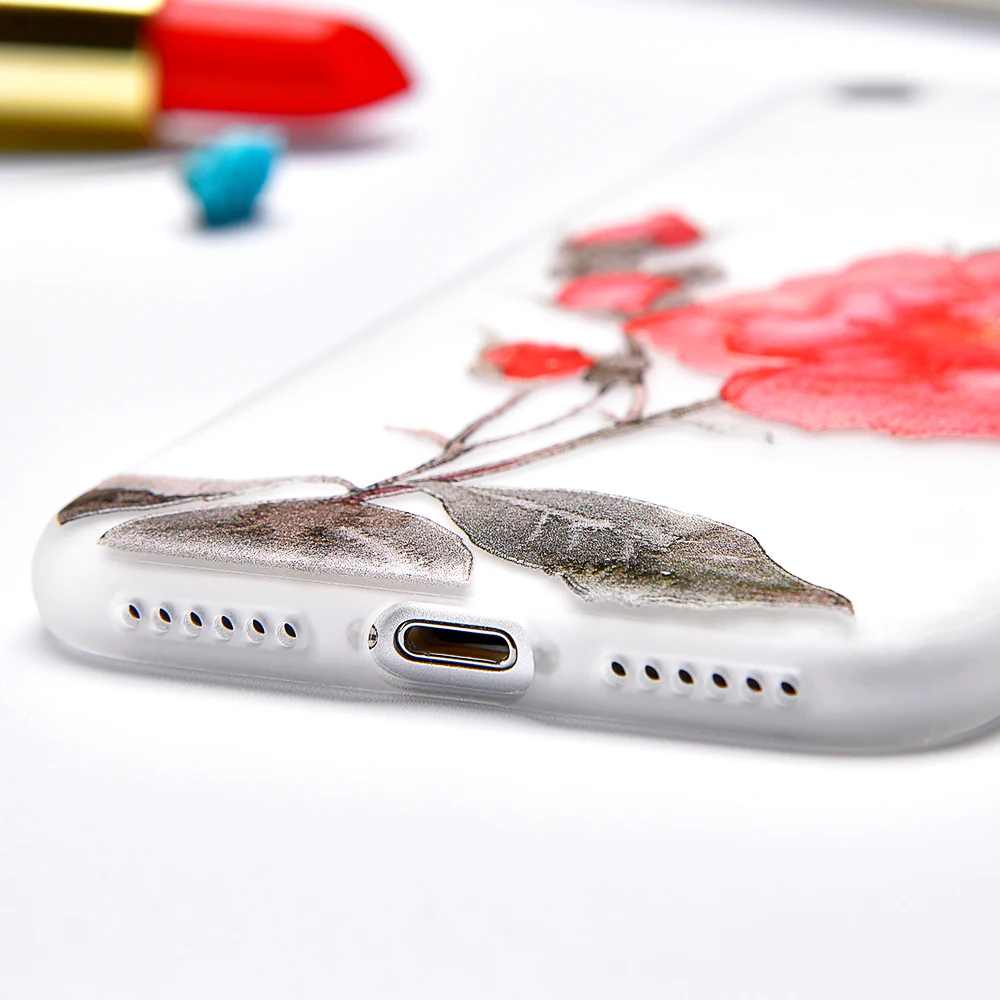 Tomkas 3D Fashion Floral Case For iPhone 6 7 6S 8 Plus Cute Silicon TPU X Cover | Мобильные телефоны и аксессуары
